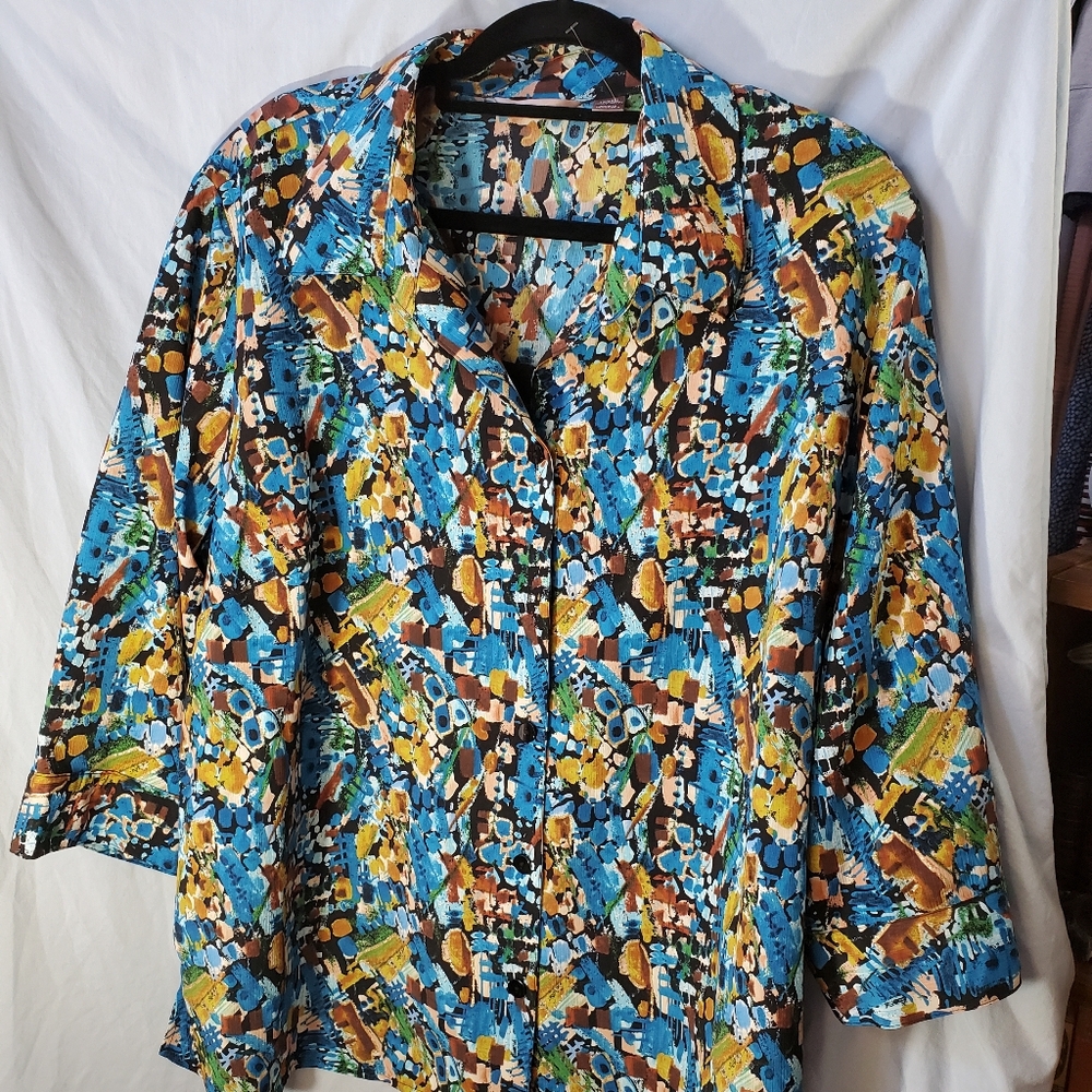 White Stag Faux 2 Piece Button Down Blouse Size 4x 26W To 28W